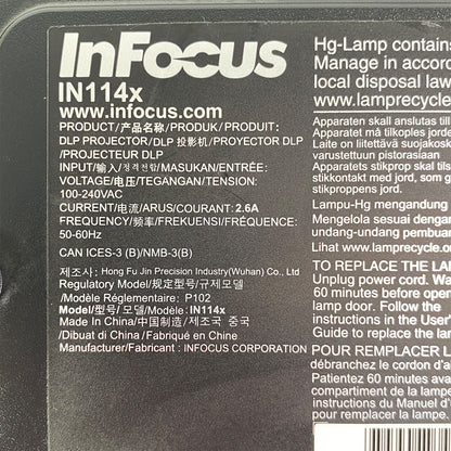 InFocus IN114x - DLP Projector, 3200 ANSI, PC 3D Ready, Full HD, HDMI, USB, VGA