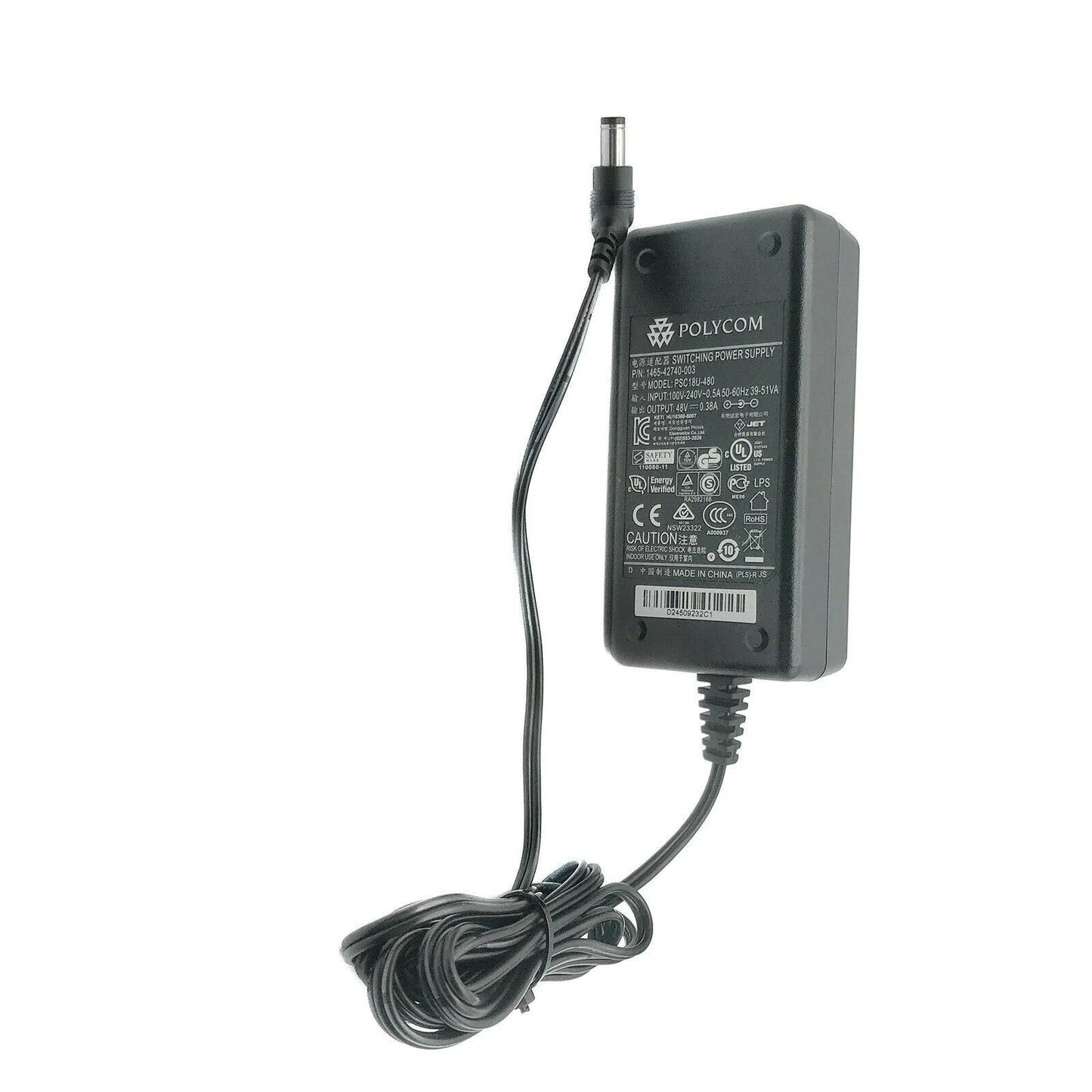 Genuine Polycom 18W AC Adapter 48V 0.38A for IP Phone Charger W/Cord