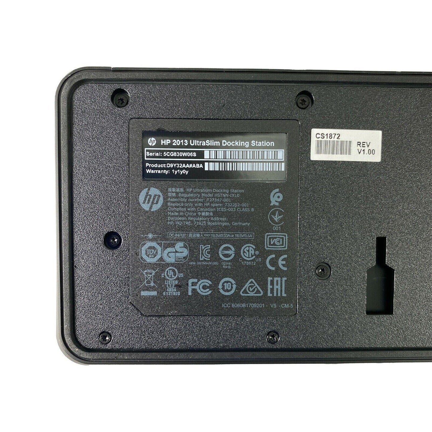 Original HP 2013 UltraSlim Docking Station USB 3.0 HSTNN-IX10 w/AC Adapter