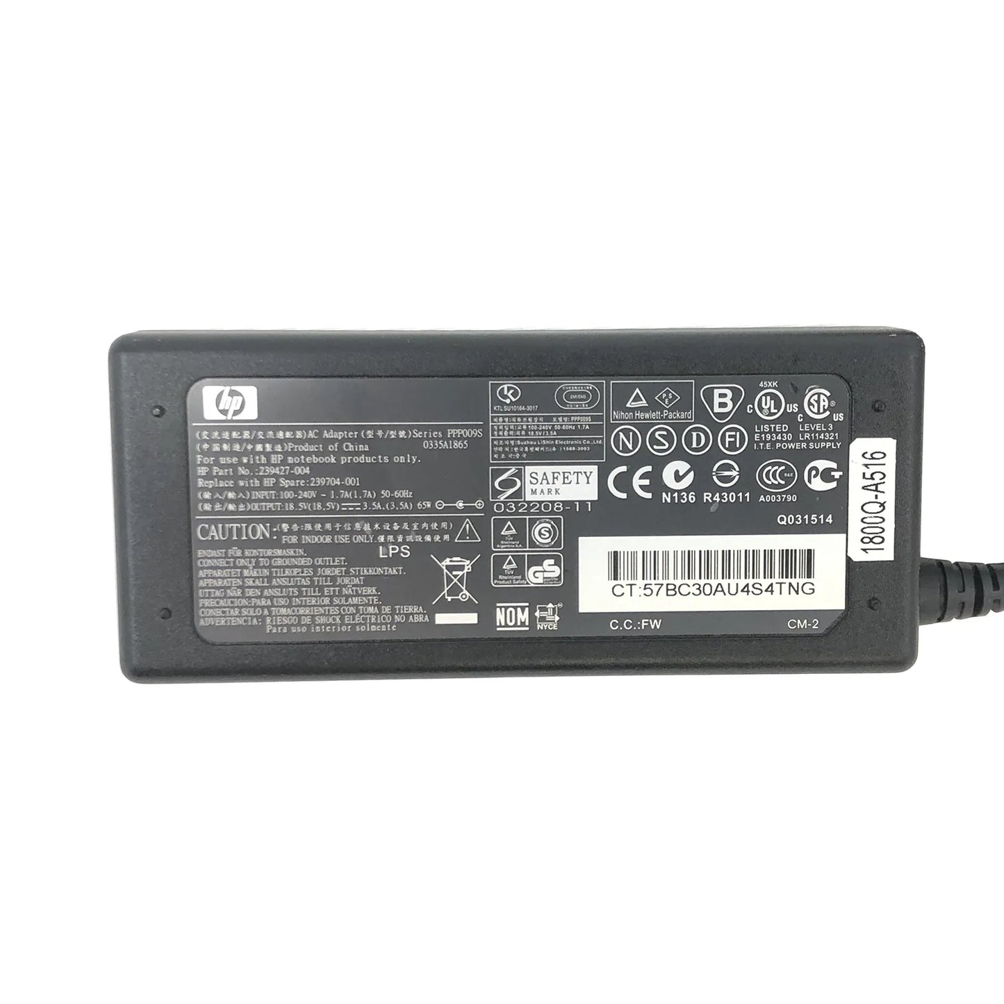 Original HP 65W 18.5V 3.5A Adapter 4.8*1.7 mm for Laptop w/cord