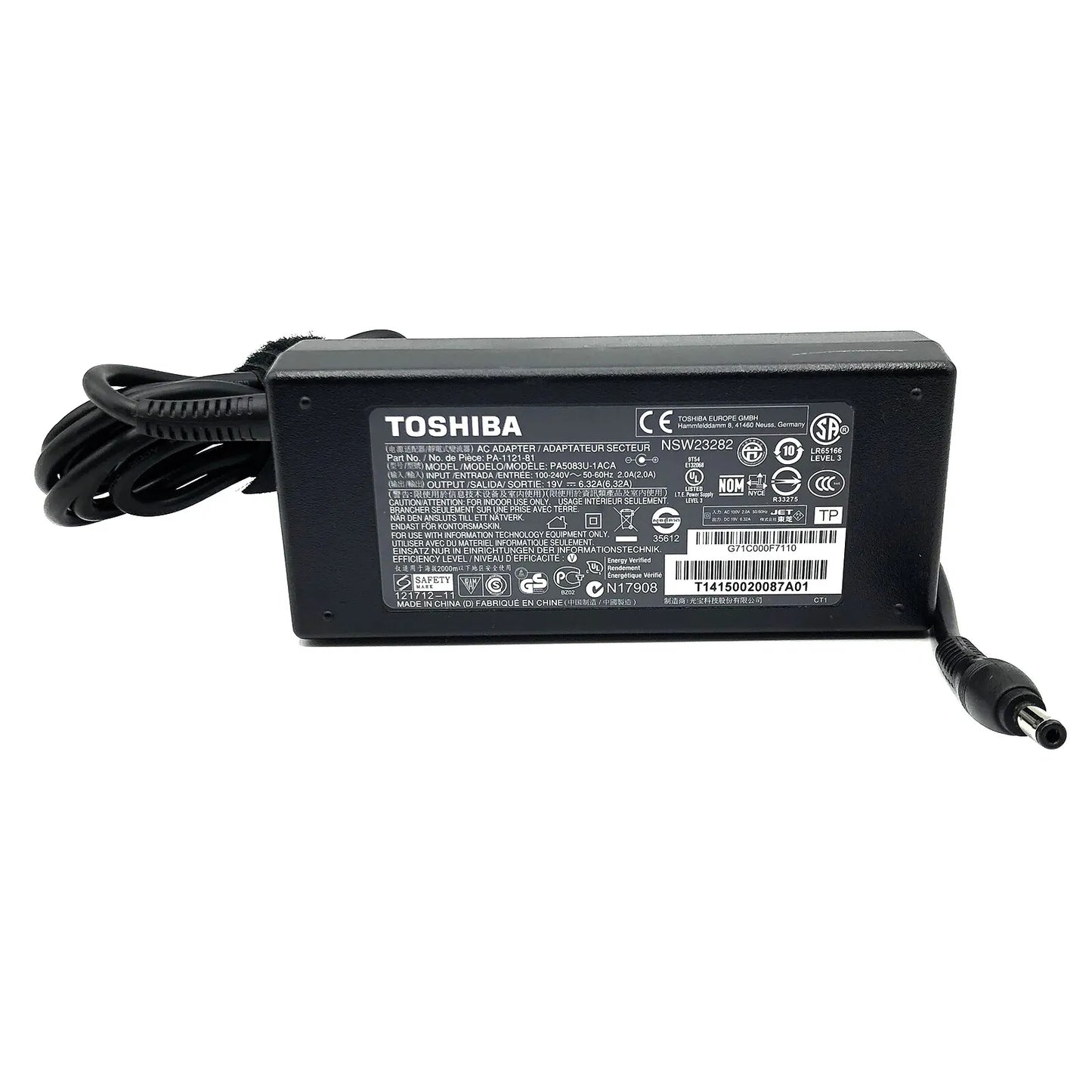 Genuine 120w 19V 6.32A Charger Toshiba Adapter for Laptop w/p.cord