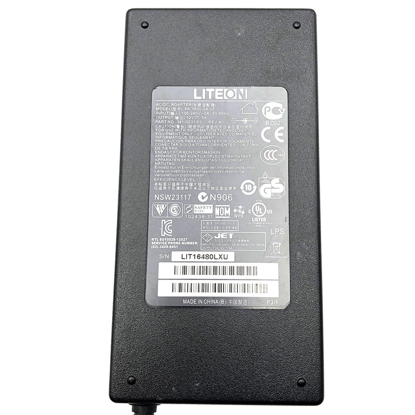 Original Liteon 60W AC Adapter PA-1600-2A-LF 12V 5A 5.5x2.5mm OEM